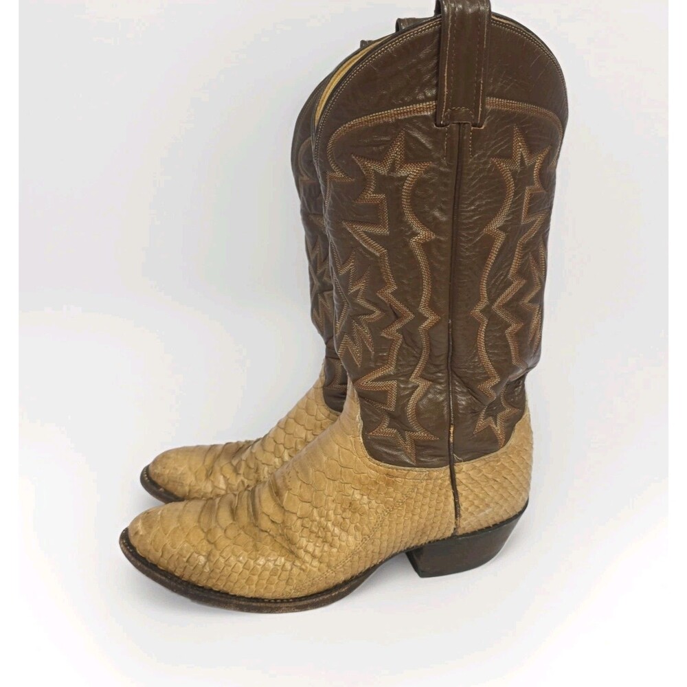 Tony Lama Boots Size 8D Black Label Genuine Python Snake Skin Cowboy Men EXOTIC